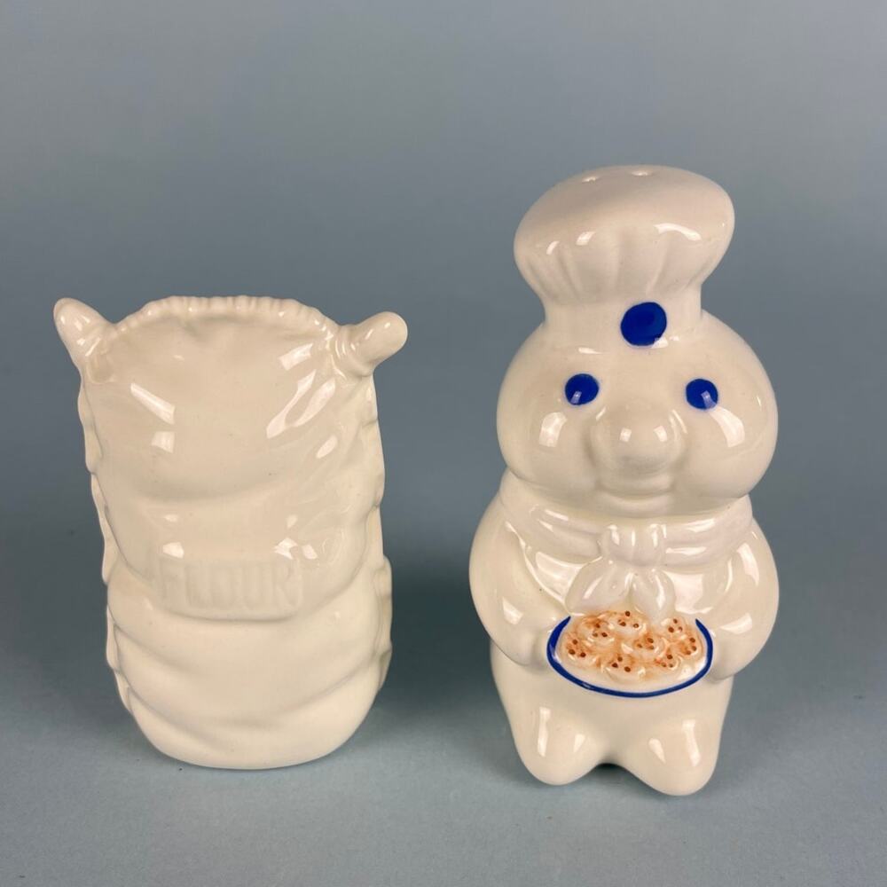 Vintage 1997 Pillsbury Doughboy and Flour Sack Salt and Pepper Shakers